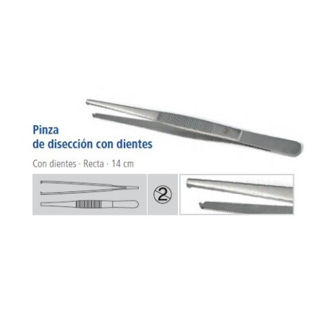 Pinza de disección con dientes 14cm de un solo uso PEHA-INSTRUMENT caja 25 unidades