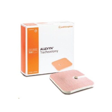 ALLEVYN TRACHEOSTOMY Aposito hidrocelular absorbente para traqueostomias y drenajes 9cm x 9cm