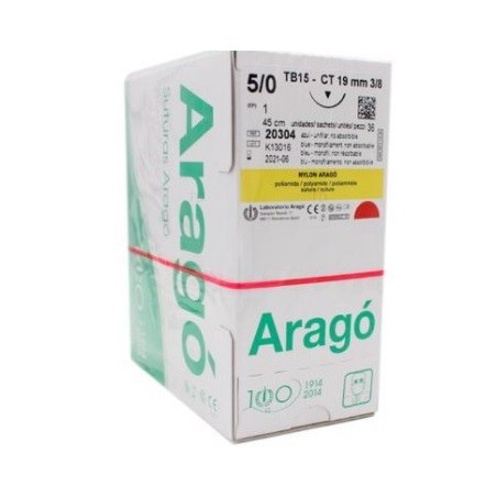 Sutura de Nylon 4/0 TC16 26mm 75cm Color azul Caja 36 unidades