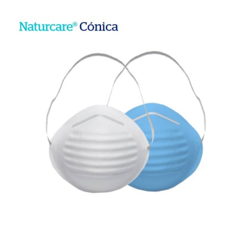 Mascarilla Higiene cónica azul y blanca