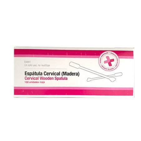 Espátula cérvix de madera caja 100 unidades