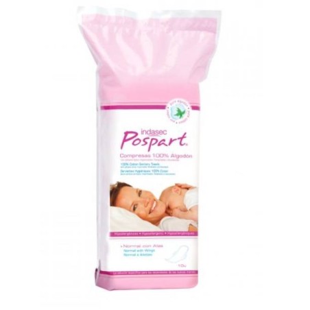 INDASEC POSPART compresas 100% algodón normal con alas