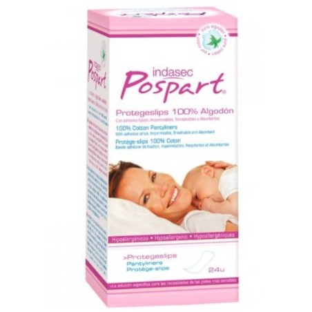 Indasec Pospart Protegeslips 100% algodón 24 unidades