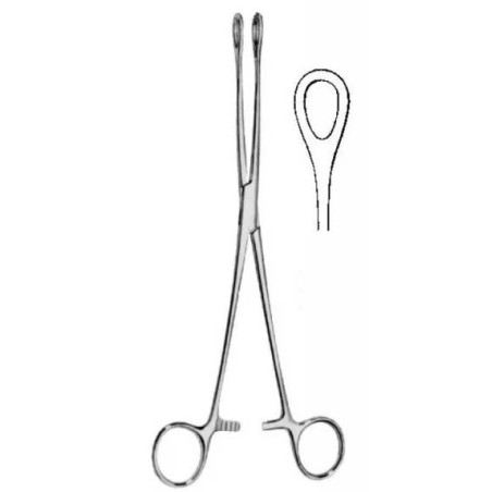 Pinza Foerster sin dientes. Se utiliza para sostener los hisopos o esponjas para limpiar el sitio