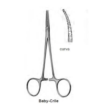 Pinza hemostática Baby-Crile Curva con dientes 14 cm