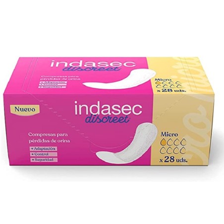 Compresas para pérdidas de orina Indasec Discreet Micro paquete 28 unidades