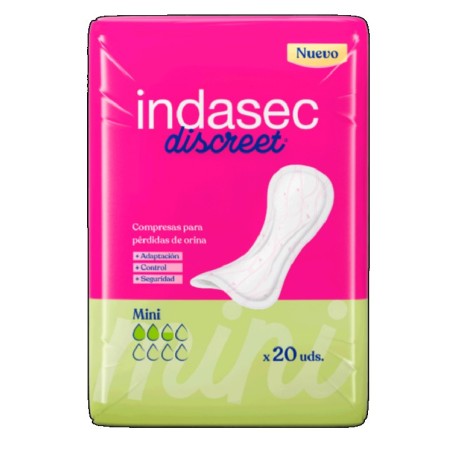 Compresas Indasec discreet Mini para pérdidas leves 20 unidades