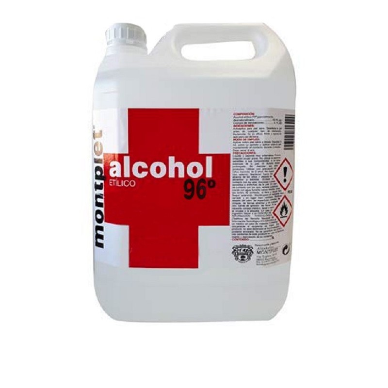 Alcohol etílico 96º con cloruro de benzalconio garrafa 5 litros Montplet ref ALLMJE001