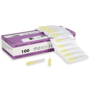 MESO-RELLE Aguja mesoterapia 32G 0,23 mm X 12 mm 1/2 100 unidades