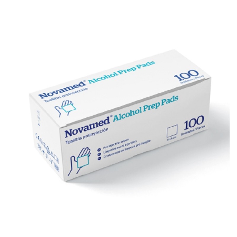 NOVAMED Toallitas alcohólicas Prep Pads 100 unidades