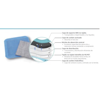 caracteristicas BWISE Apósitos superabsorbentes 10x10 cm Caja 10 unidades