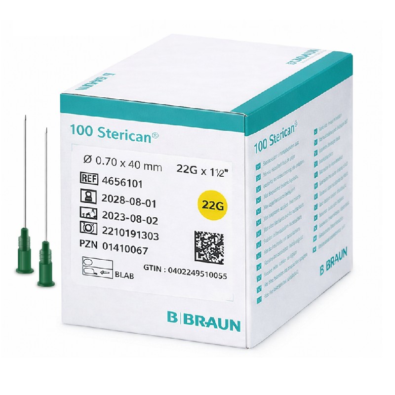 STERICAN Agujas estériles hipodérmicas 22G x 1 1/2" 0,70x40 mm