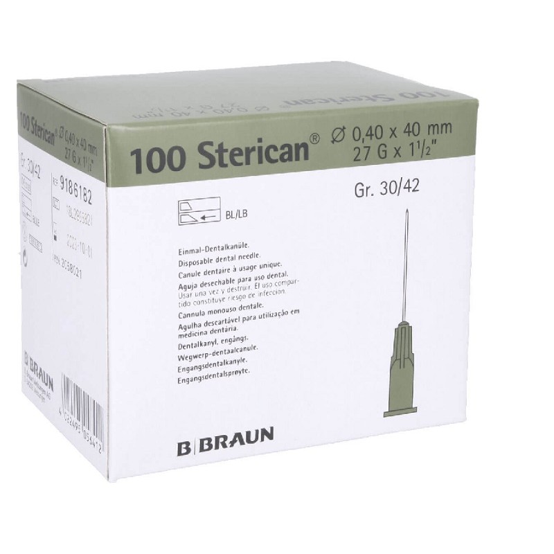 STERICAN Agujas estériles hipodérmicas 27G x 1 1/2" , 0,40x40 mm
