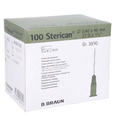 STERICAN Agujas estériles hipodérmicas 27G x 1 1/2" , 0,40x40 mm