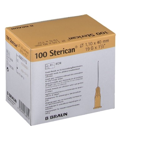 STERICAN Agujas estériles hipodérmicas 19G x 1 1/2" 1,10x40 mm | 100 Agujas