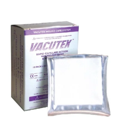 Apósito VACUTEX 5x5 cm de Protex Healthcare, estructura 3 capas acción capilar rápida, caja 10 unidades VAC005005
