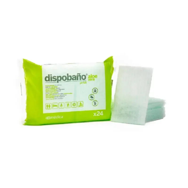 Dispobaño Aloe Vera esponja jabonosa desechable 24 unidades CV Médica higiene corporal