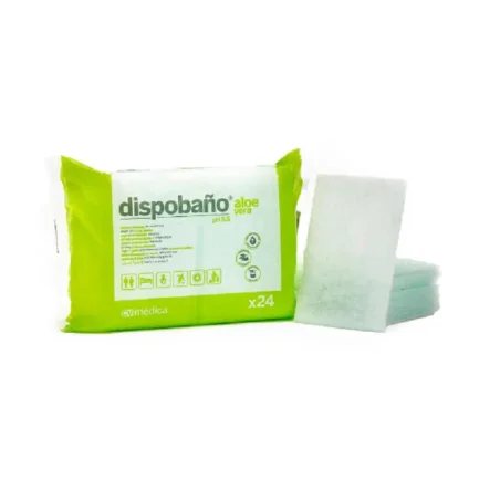 Dispobaño Aloe Vera esponja jabonosa desechable 24 unidades CV Médica higiene corporal