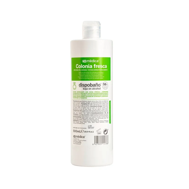 Dispobaño Colonia Fresca testada bajo control dermatológico apta para pieles sensibles