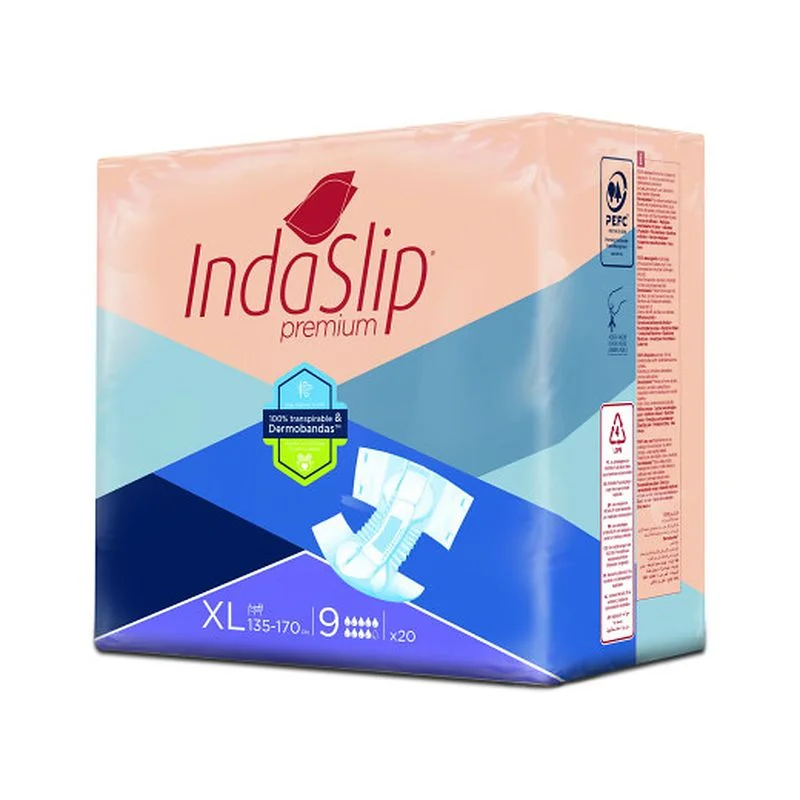 Pañal elástico Indaslip Premium XL9 de Laboratorios Indas, paquete de 20 unidades