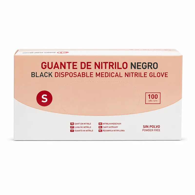 Guante de nitrilo negro Calvo Izquierdo, talla S
